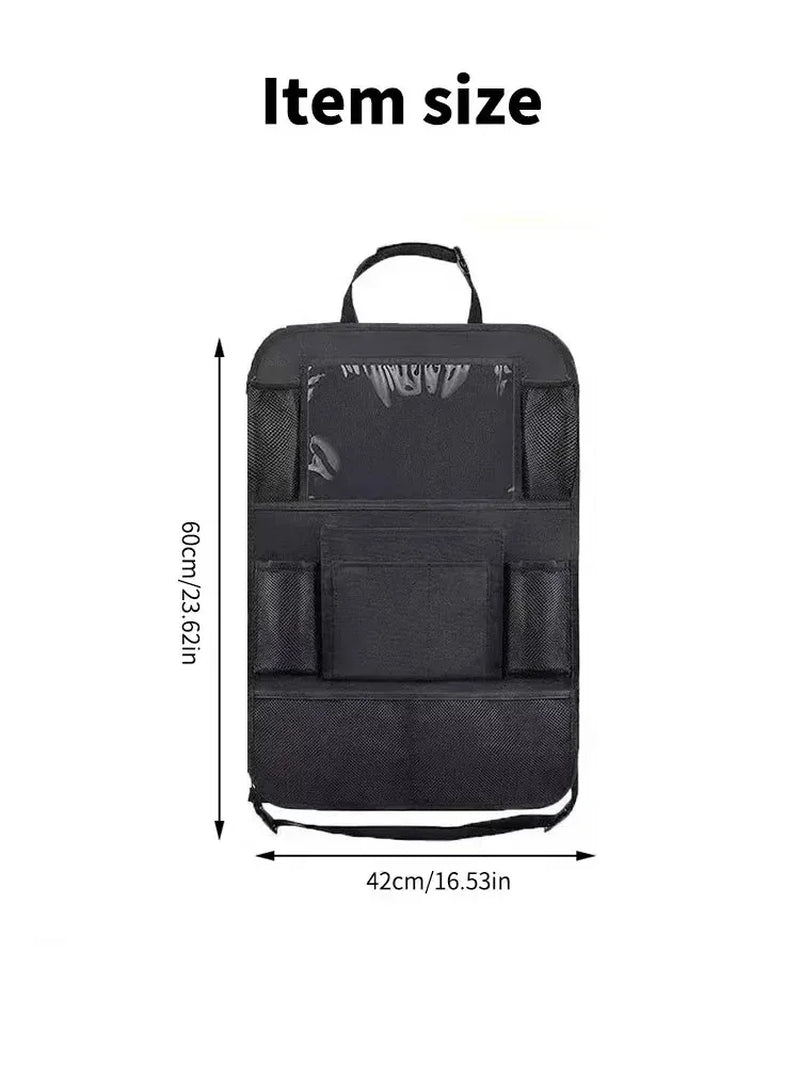 Multi-Pocket Car Seat Organizer – Backseat Storage with Tablet Holder