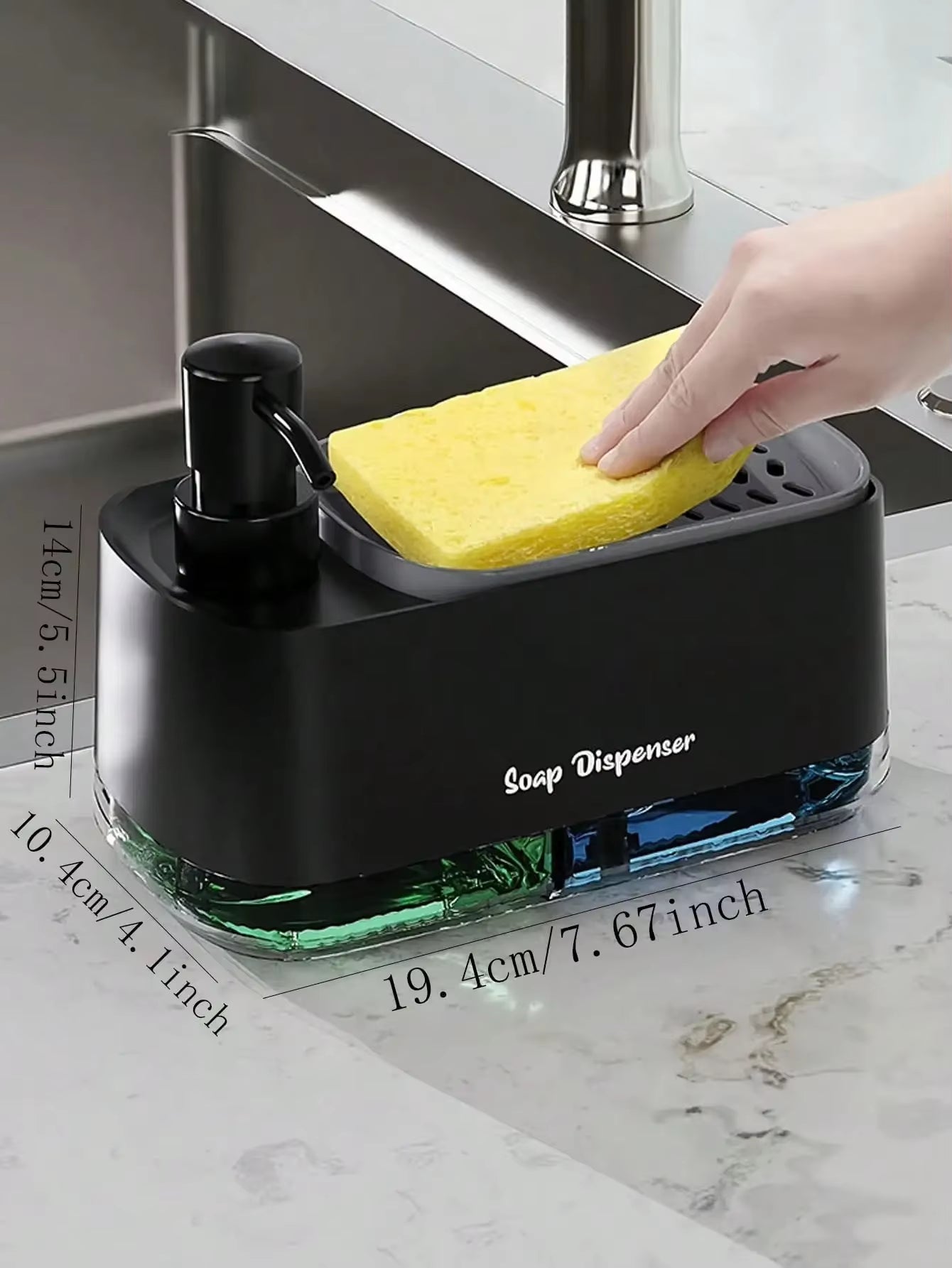 Dual Soap Dispenser with Sponge Holder – Kitchen Sink Organizer