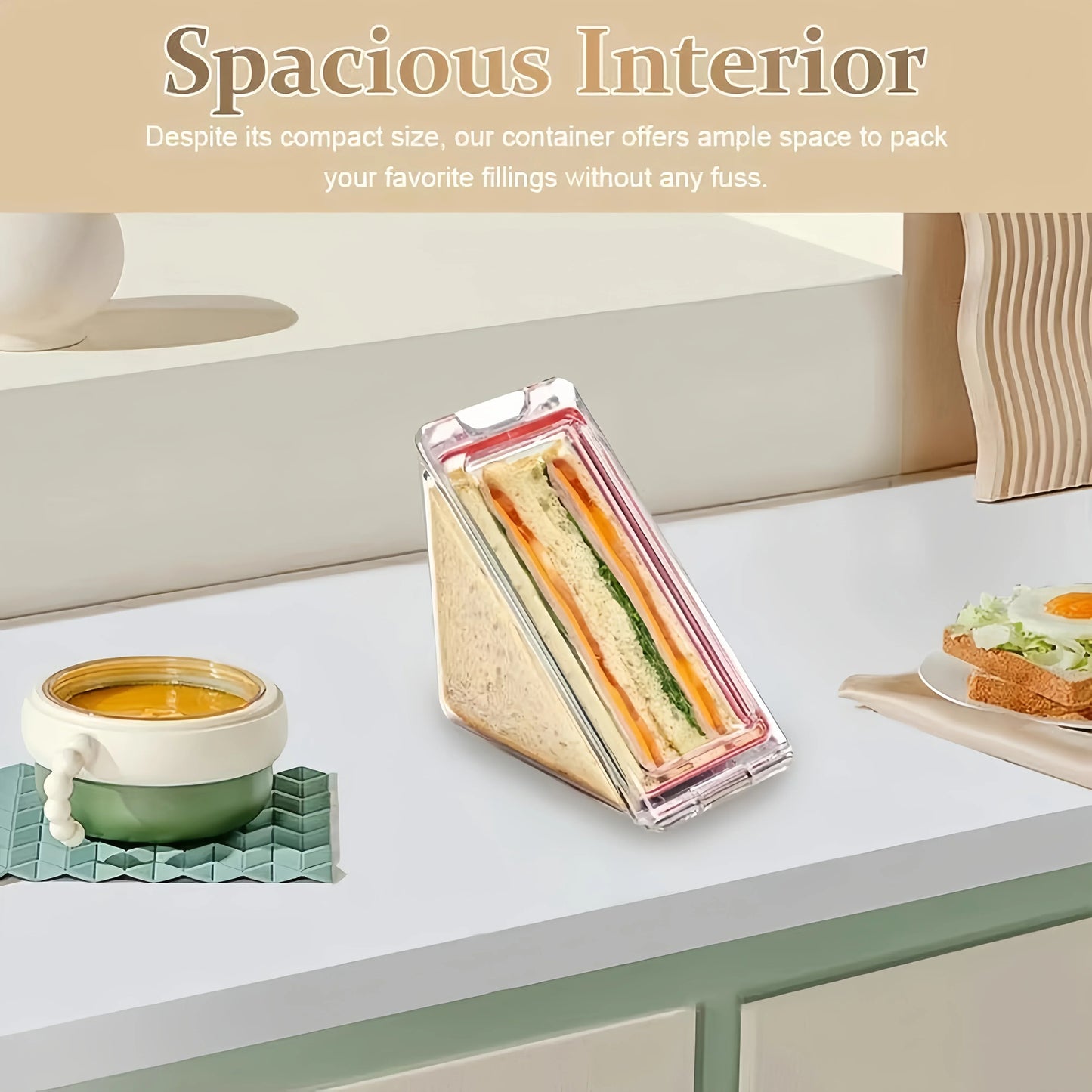 Portable Triangle Sandwich Box – Reusable Lunch Container with Lid