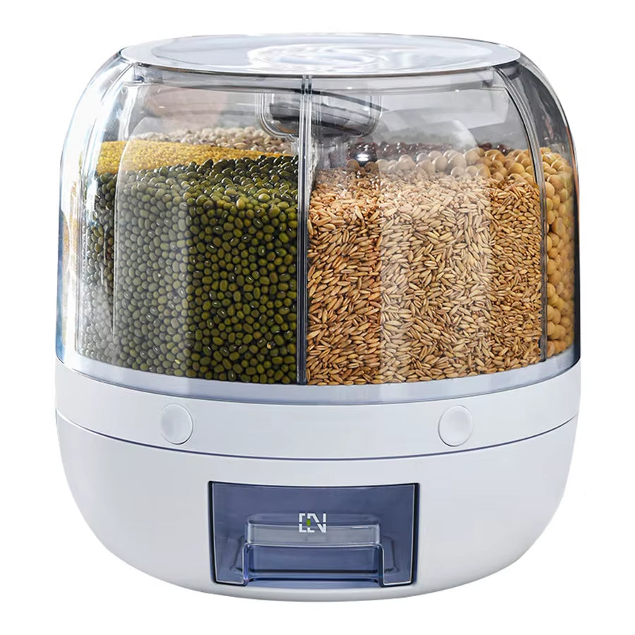 360° Rotating Food Dispenser – Airtight Grain & Cereal Storage Container