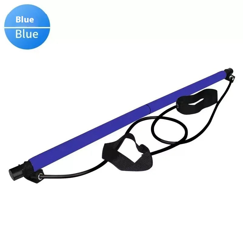 Pilates Resistance Bar – Portable Home Workout Stick with Bands
