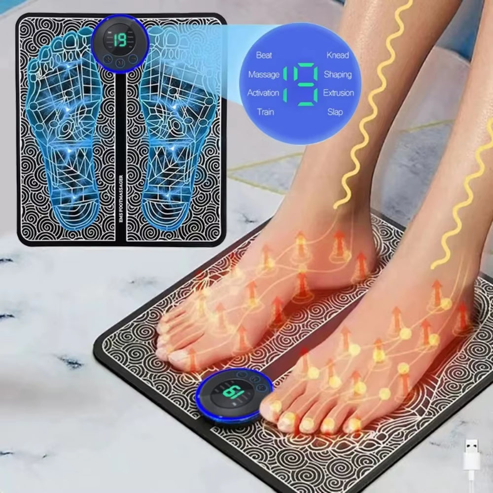 EMS Foot Massager Pad – Electric Muscle Relaxation Mat with Remote