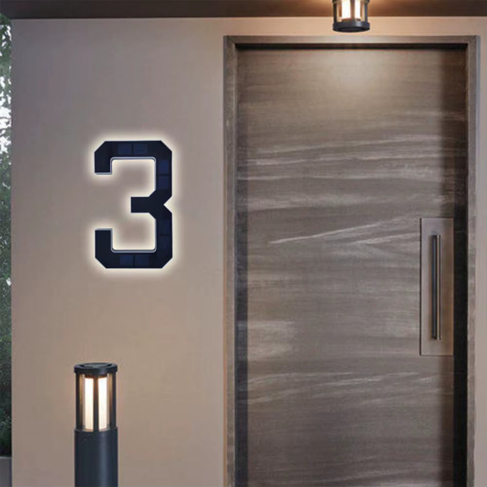 Solar LED House Number Sign – Waterproof Illuminated Address Plaque