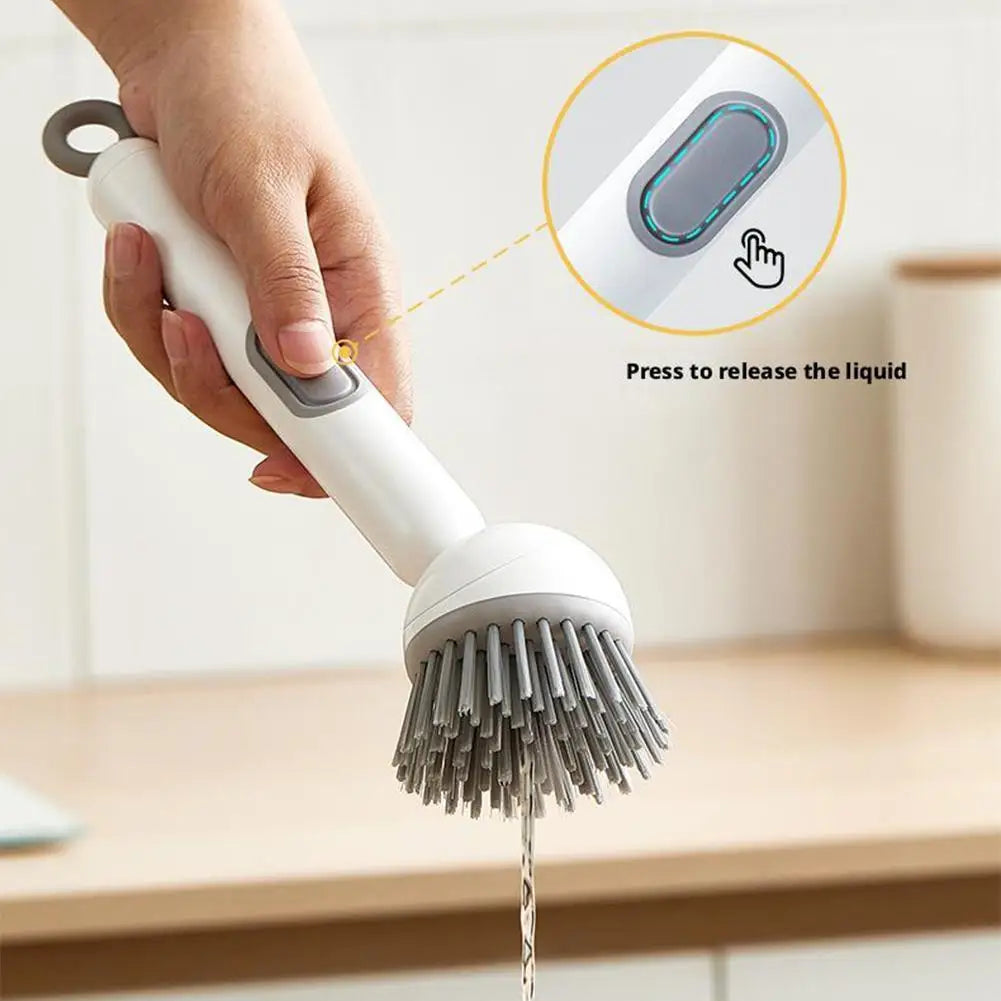 Dish Scrub Brush with Soap Dispenser – Long Handle Kitchen Cleaner
