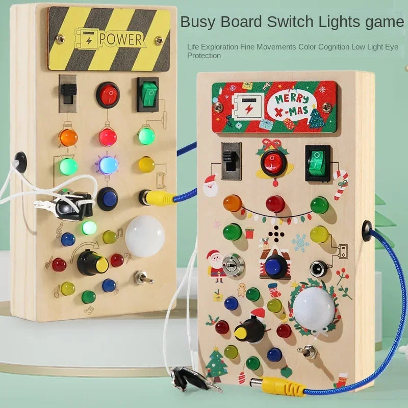 Montessori Busy Board – LED Sensory Activity Toy for Toddlers