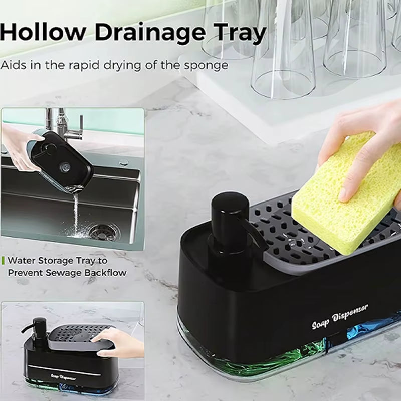Dual Soap Dispenser with Sponge Holder – Kitchen Sink Organizer