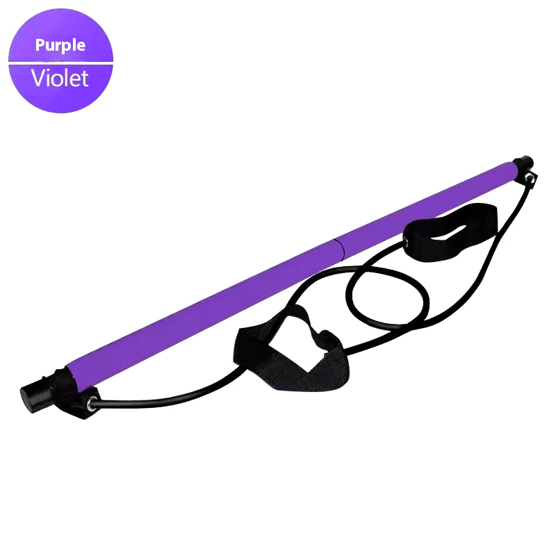 Pilates Resistance Bar – Portable Home Workout Stick with Bands