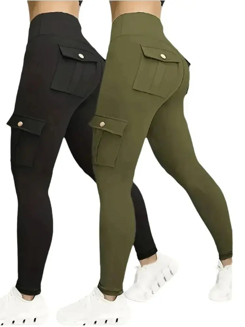 Seamless High-Waist Cargo Leggings – Sculpting Fitness Pants with Pockets