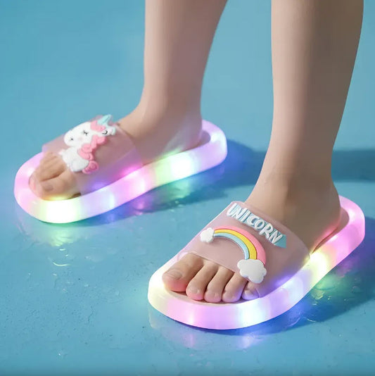 Light-Up Unicorn Slippers – Sparkling LED Kids Slides