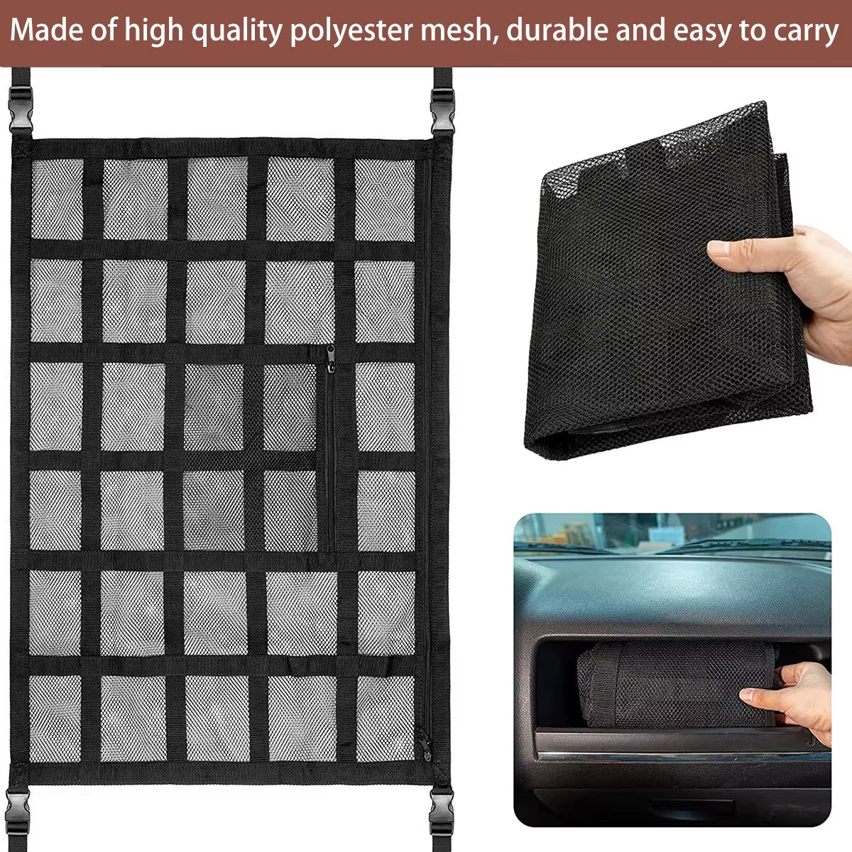 Car Ceiling Cargo Net – Overhead Roof Storage Organizer