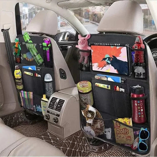 Multi-Pocket Car Seat Organizer – Backseat Storage with Tablet Holder