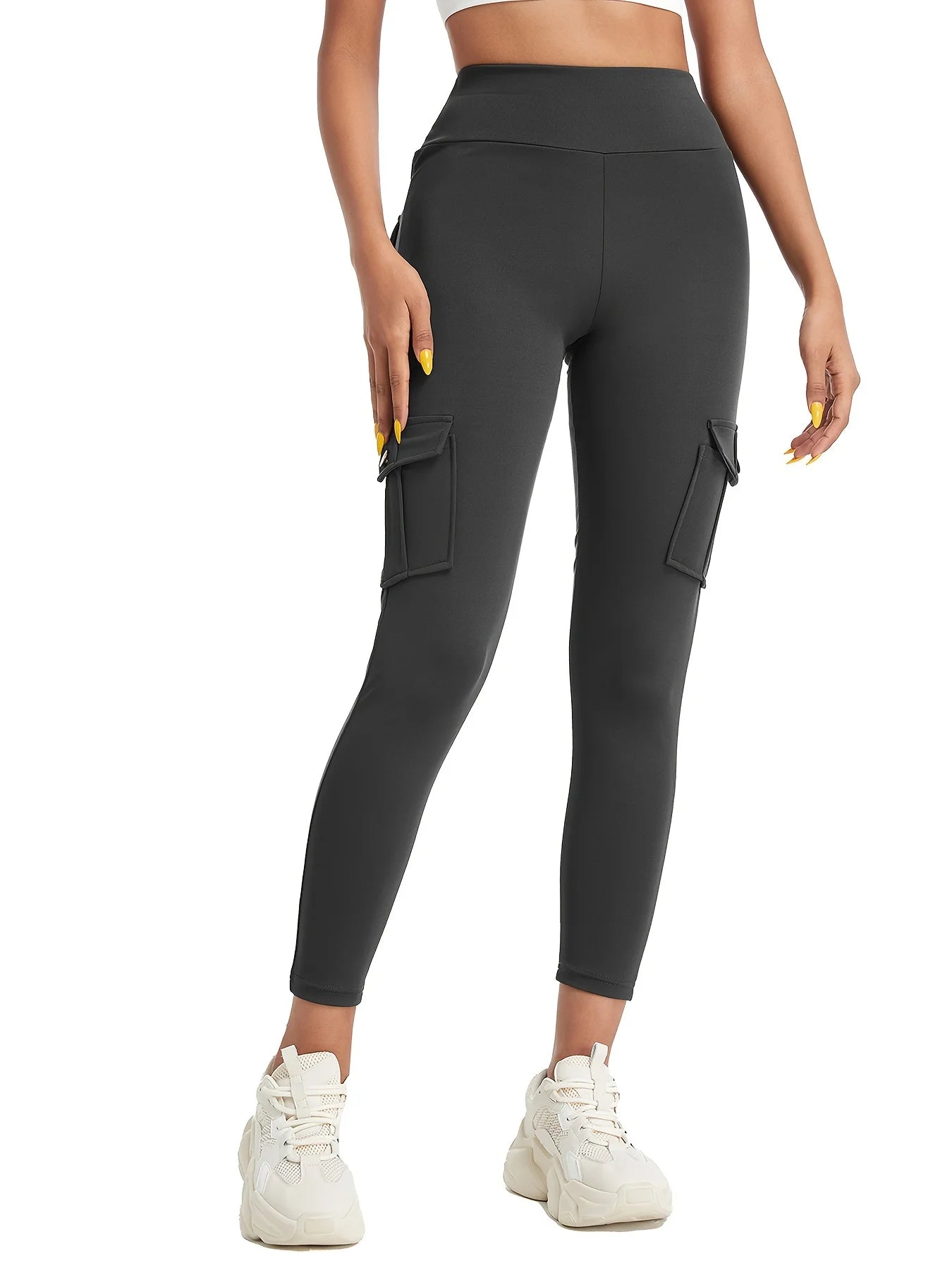 Seamless High-Waist Cargo Leggings – Sculpting Fitness Pants with Pockets