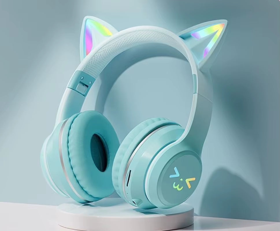 RGB Cat Ear Bluetooth Headphones – Wireless LED Stereo Headset