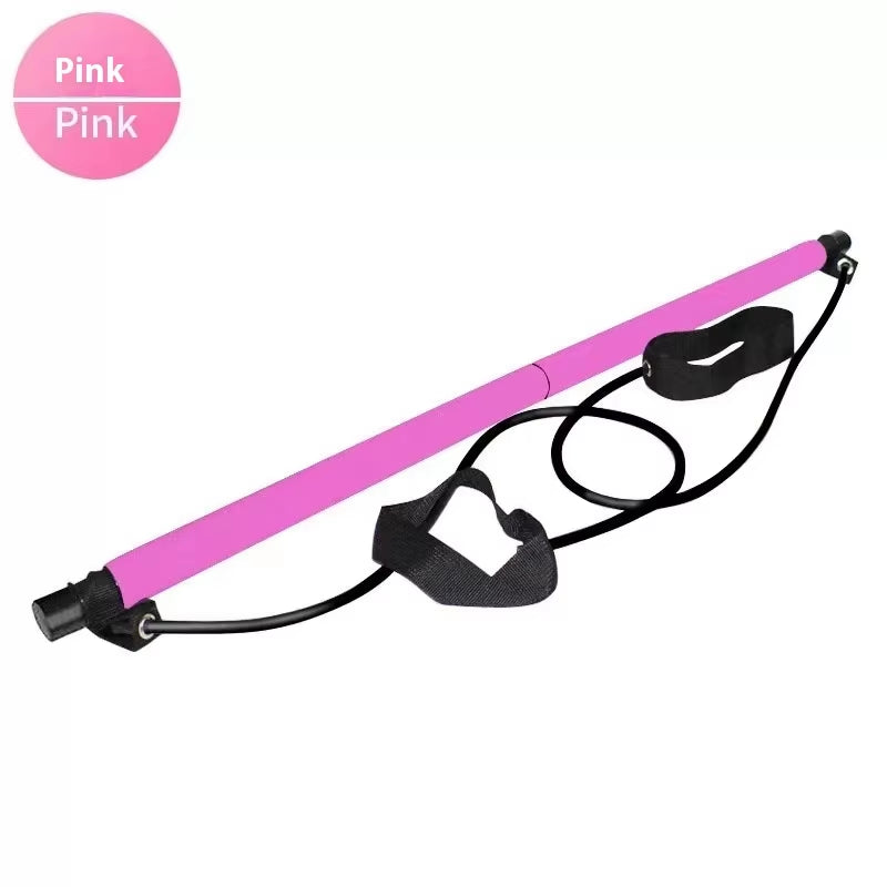 Pilates Resistance Bar – Portable Home Workout Stick with Bands