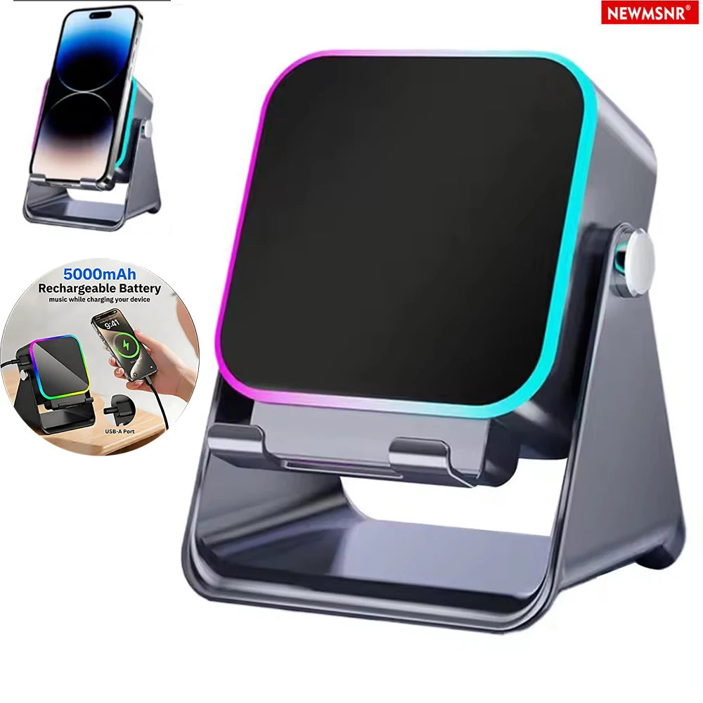 5-in-1 Bluetooth Speaker – Wireless Charging & RGB Light Stand