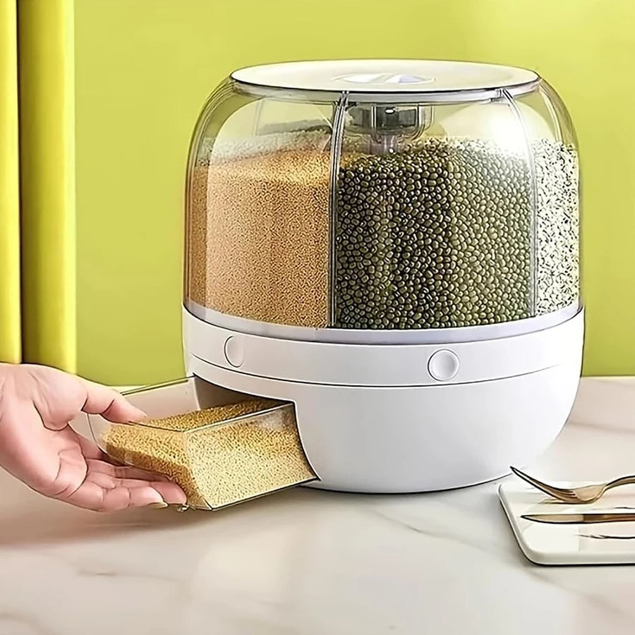 360° Rotating Food Dispenser – Airtight Grain & Cereal Storage Container