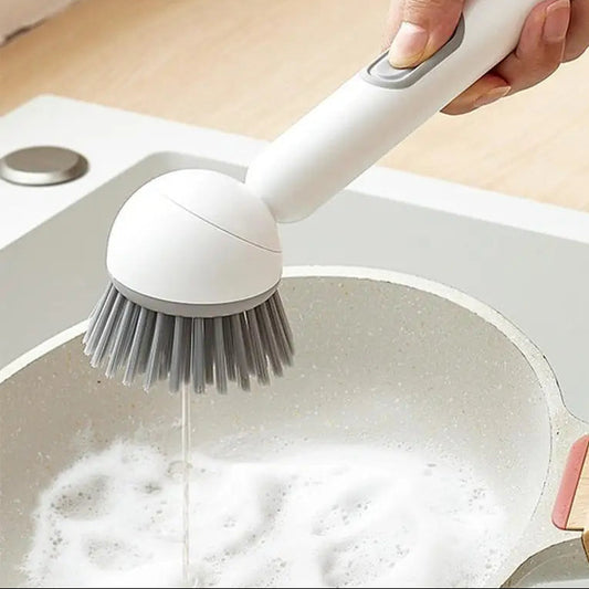 Dish Scrub Brush with Soap Dispenser – Long Handle Kitchen Cleaner