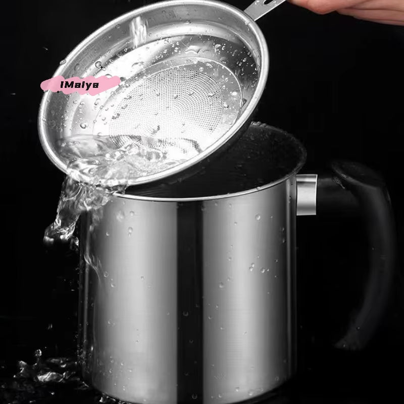 Stainless Steel Oil Dispenser Pot – Built-In Filter Container