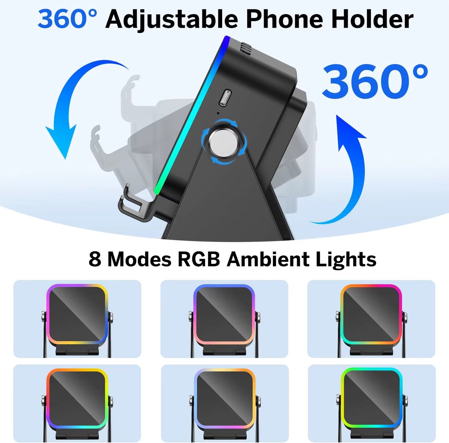 5-in-1 Bluetooth Speaker – Wireless Charging & RGB Light Stand