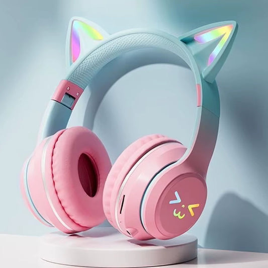 RGB Cat Ear Bluetooth Headphones – Wireless LED Stereo Headset