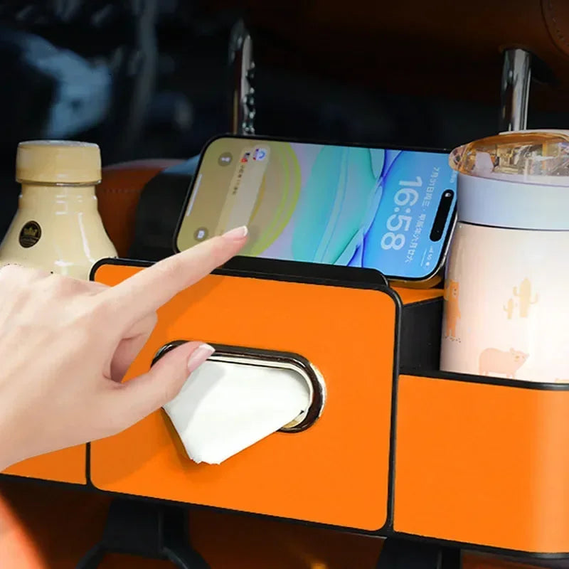 Car Seat Back Organizer – Tissue Holder, Cup Holder & Storage Box