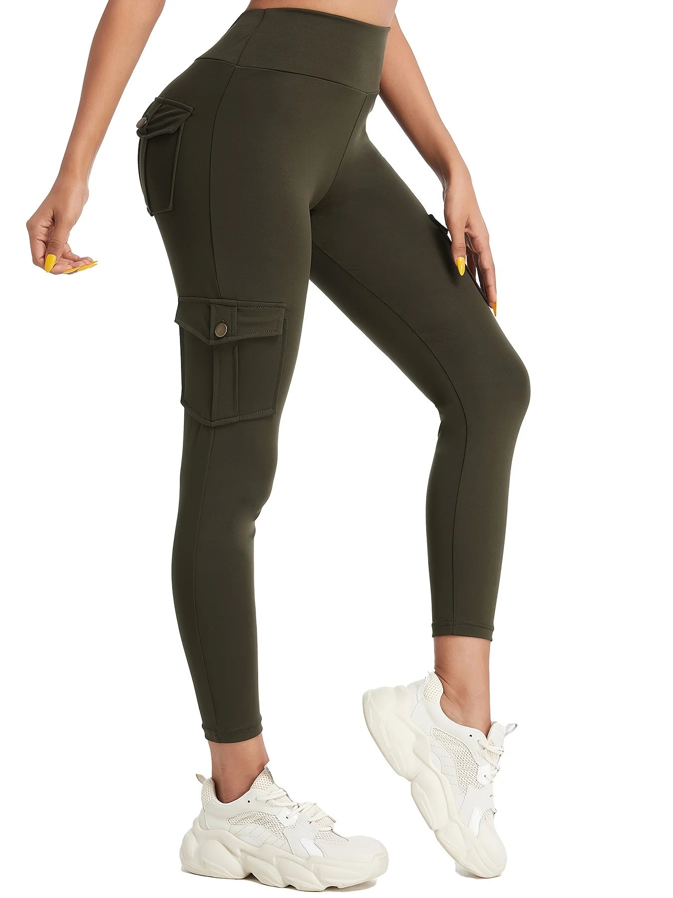 Seamless High-Waist Cargo Leggings – Sculpting Fitness Pants with Pockets