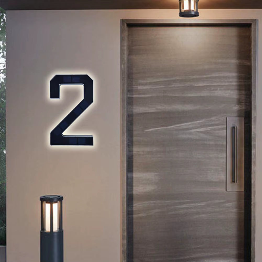 Solar LED House Number Sign – Waterproof Illuminated Address Plaque