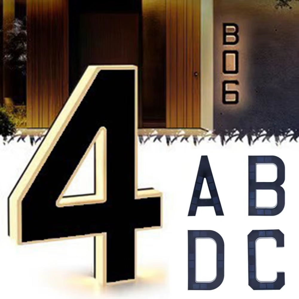 Solar LED House Number Sign – Waterproof Illuminated Address Plaque