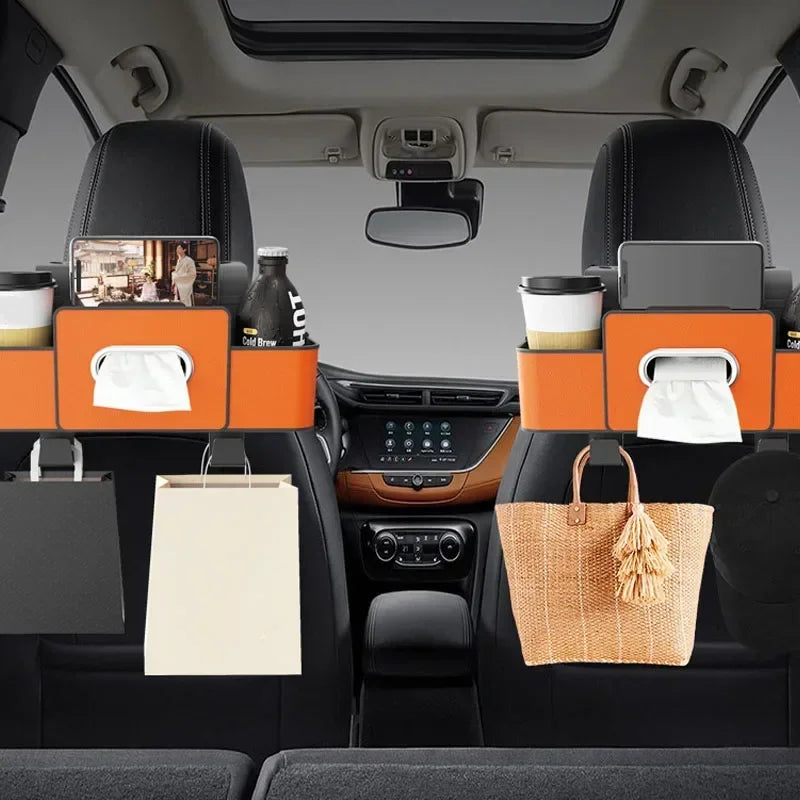 Car Seat Back Organizer – Tissue Holder, Cup Holder & Storage Box