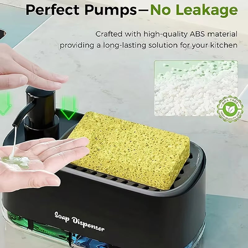 Dual Soap Dispenser with Sponge Holder – Kitchen Sink Organizer