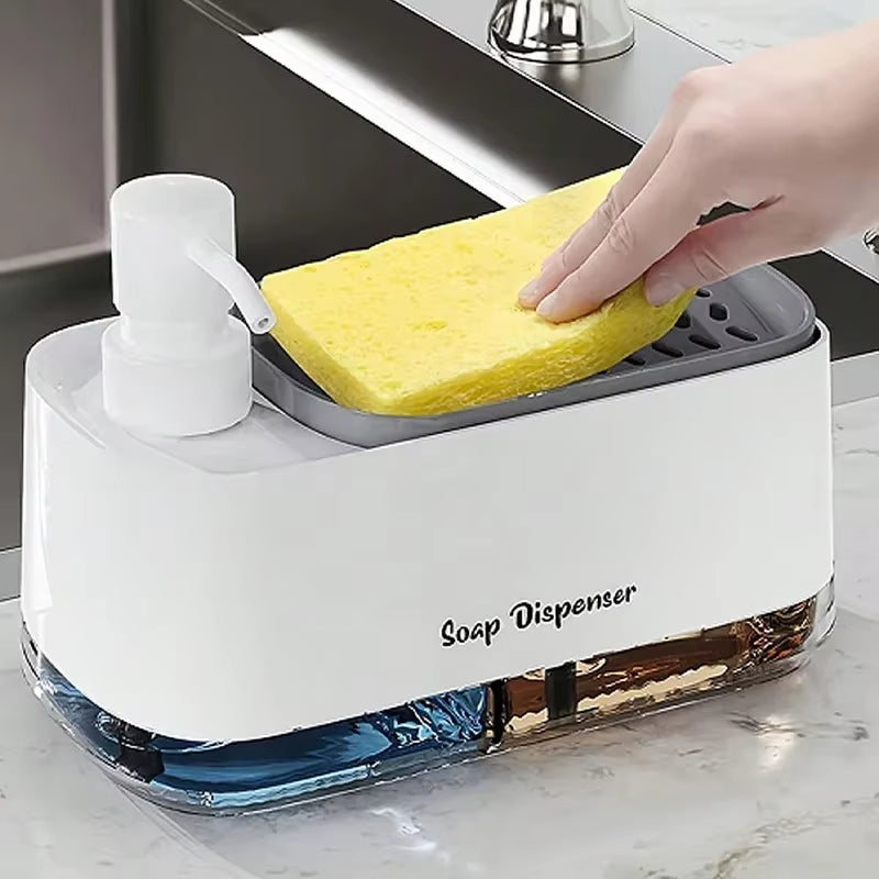 Dual Soap Dispenser with Sponge Holder – Kitchen Sink Organizer