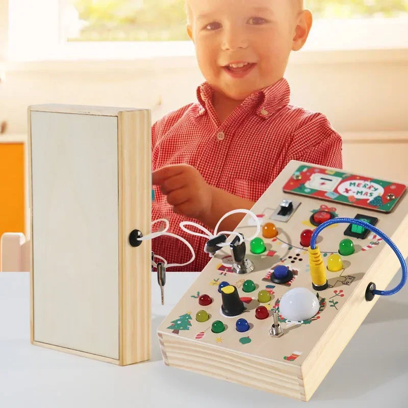 Montessori Busy Board – LED Sensory Activity Toy for Toddlers