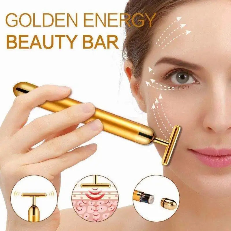 24K Gold Vibrating Facial Massager – Firming & Sculpting Beauty Tool