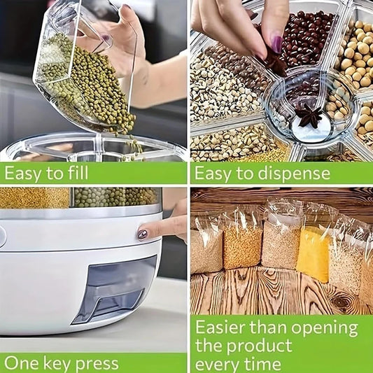 360° Rotating Food Dispenser – Airtight Grain & Cereal Storage Container