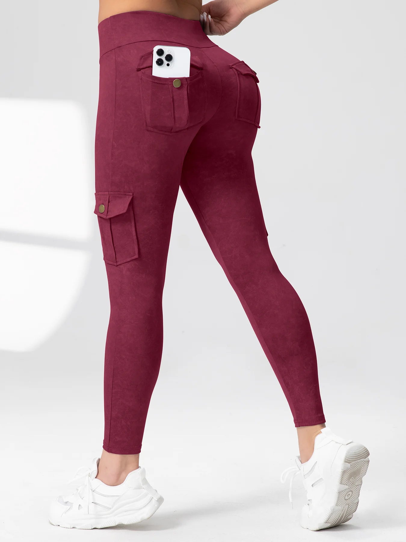 Seamless High-Waist Cargo Leggings – Sculpting Fitness Pants with Pockets