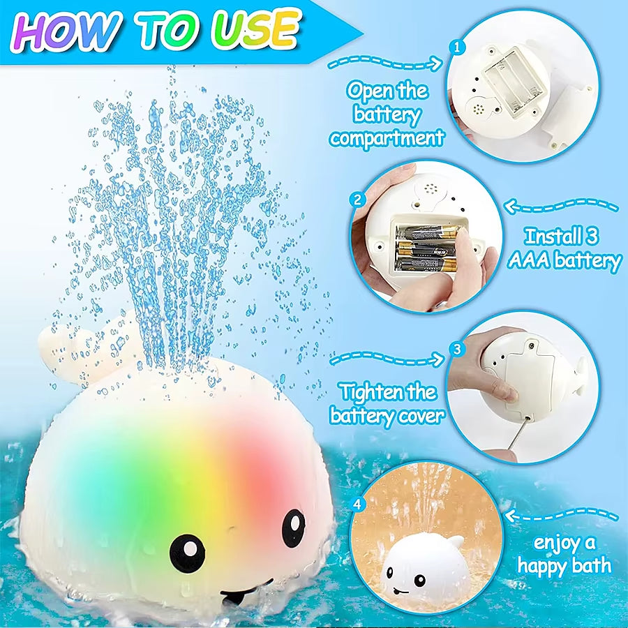 Light-Up Whale Bath Toy – Water Sprinkler Fun for Toddlers
