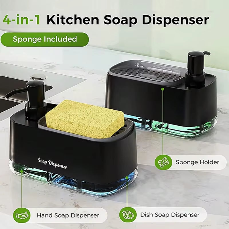 Dual Soap Dispenser with Sponge Holder – Kitchen Sink Organizer