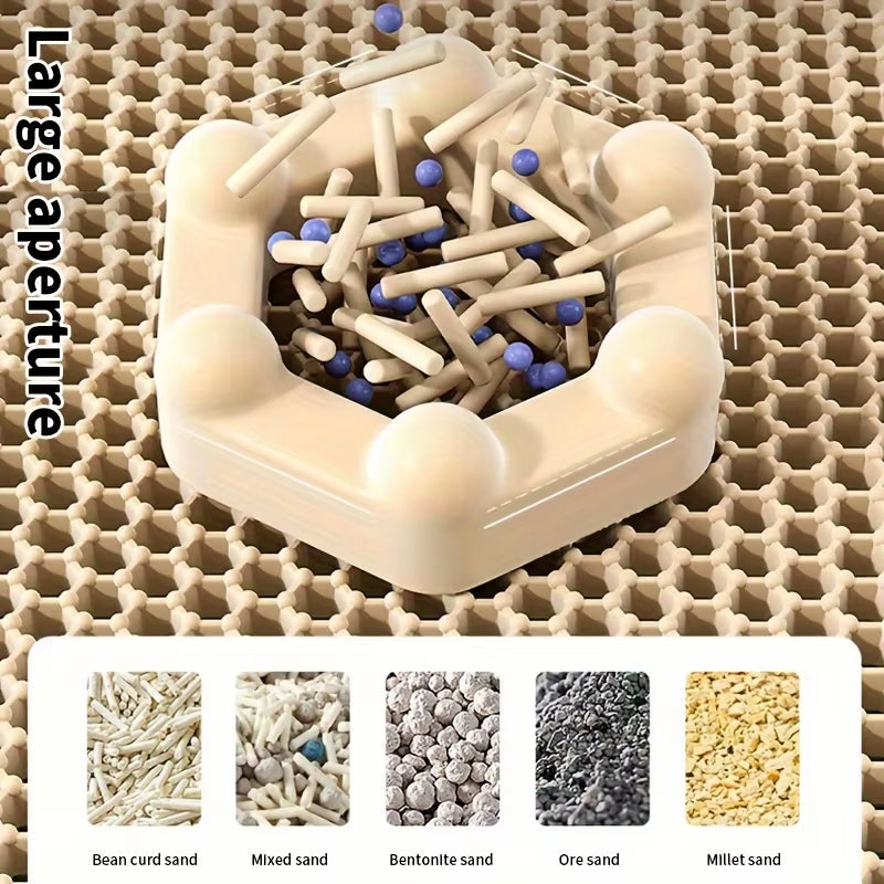 Honeycomb Cat Litter Mat – Waterproof Double Layer Scatter Control
