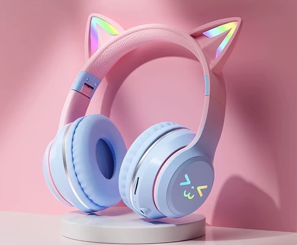 RGB Cat Ear Bluetooth Headphones – Wireless LED Stereo Headset