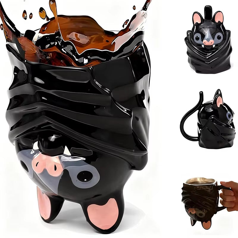 Upside-Down Bat Mug – Handmade 3D Novelty Coffee Cup