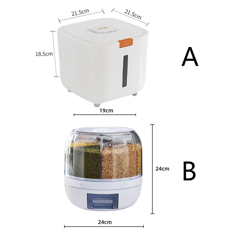 360° Rotating Food Dispenser – Airtight Grain & Cereal Storage Container