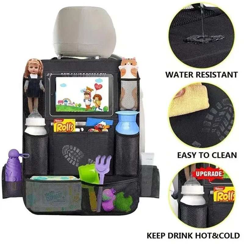 Multi-Pocket Car Seat Organizer – Backseat Storage with Tablet Holder