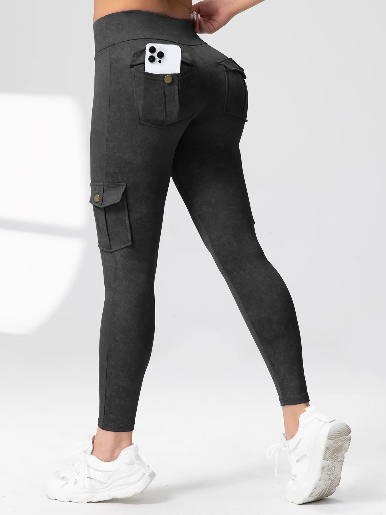 Seamless High-Waist Cargo Leggings – Sculpting Fitness Pants with Pockets