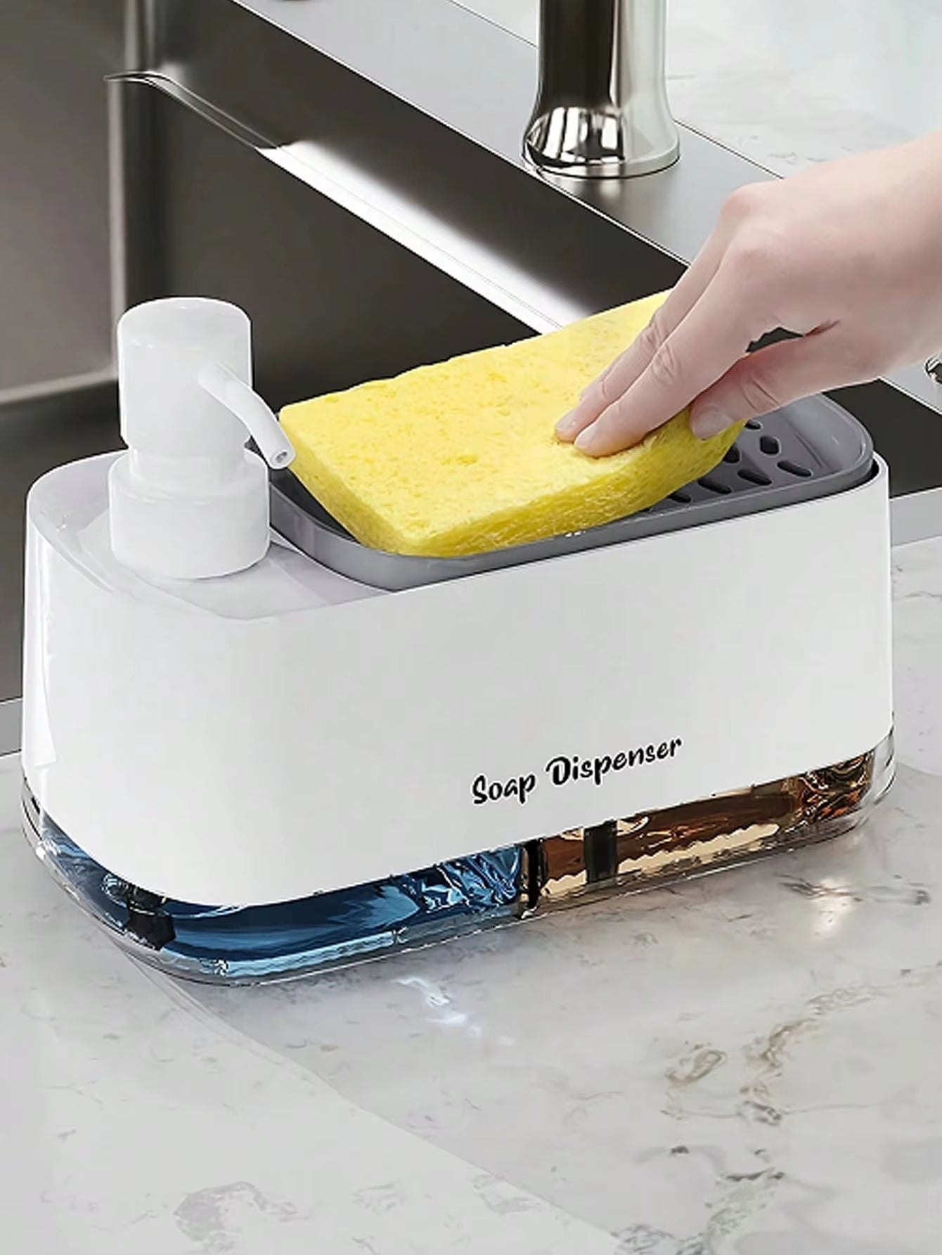 Dual Soap Dispenser with Sponge Holder – Kitchen Sink Organizer
