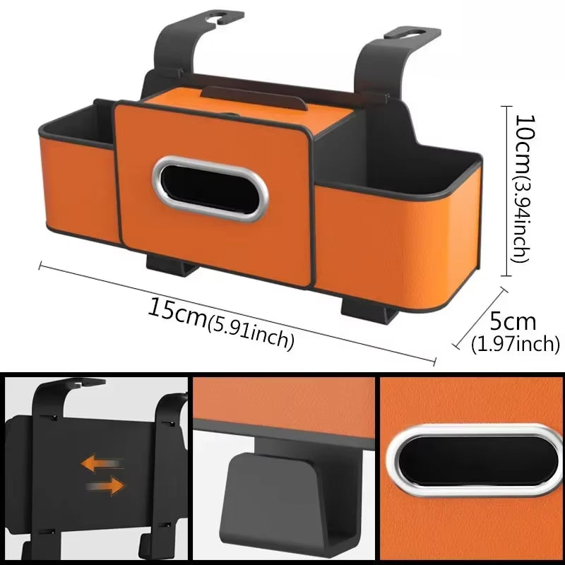 Car Seat Back Organizer – Tissue Holder, Cup Holder & Storage Box