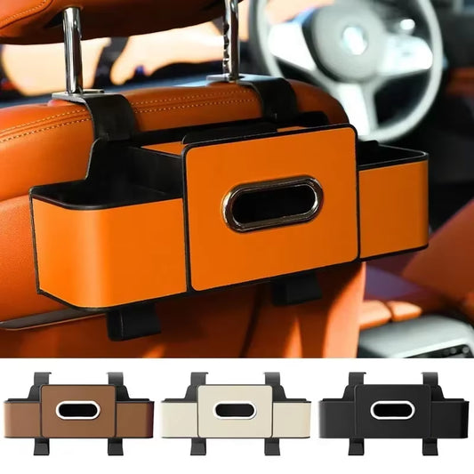 Car Seat Back Organizer – Tissue Holder, Cup Holder & Storage Box