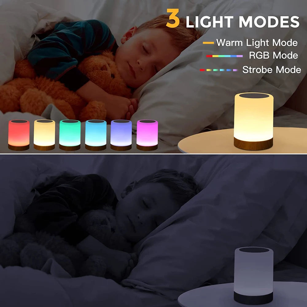 Touch Control LED Night Light – Dimmable Colour Changing Bedside Lamp