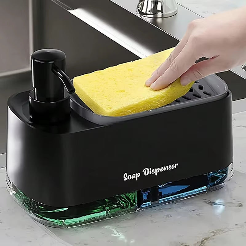 Dual Soap Dispenser with Sponge Holder – Kitchen Sink Organizer