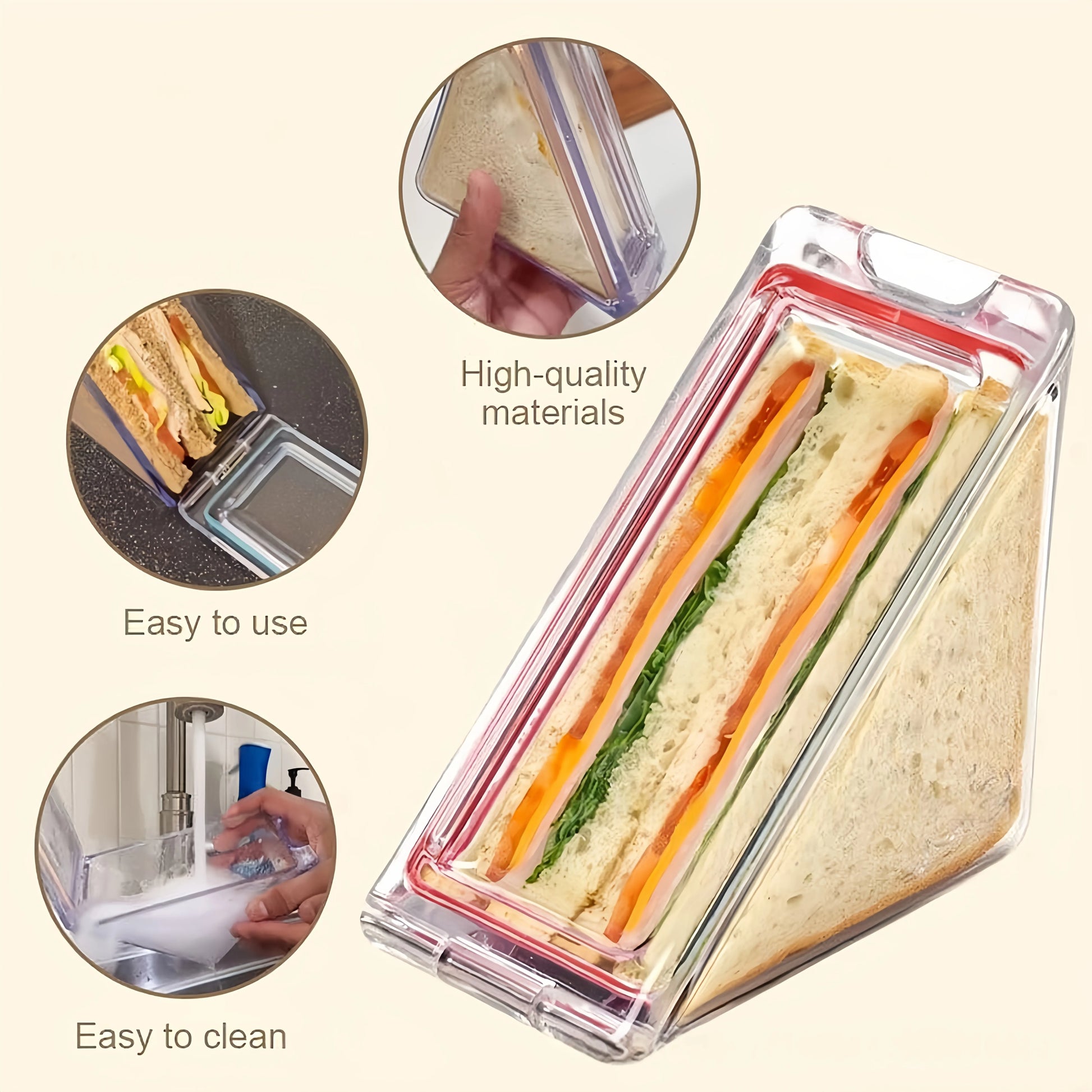 Portable Triangle Sandwich Box – Reusable Lunch Container with Lid