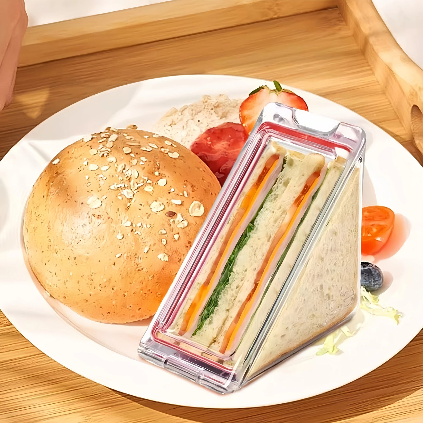 Portable Triangle Sandwich Box – Reusable Lunch Container with Lid